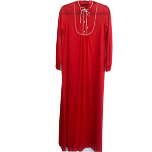 Vintage Vanity Fair Red Nightgown Long Sleeve with Tag Size PTE